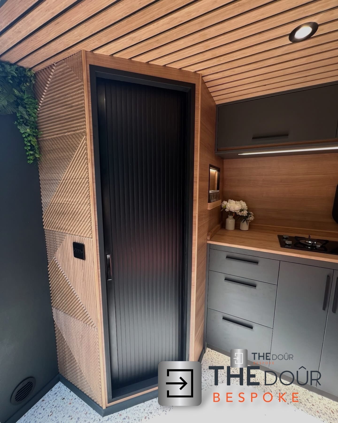 TAMdoûr Tambour Door Kit Cut 1850mm x 700mm with Flex Track for Straight Slide with 90 degree turn or Curved Close Finish