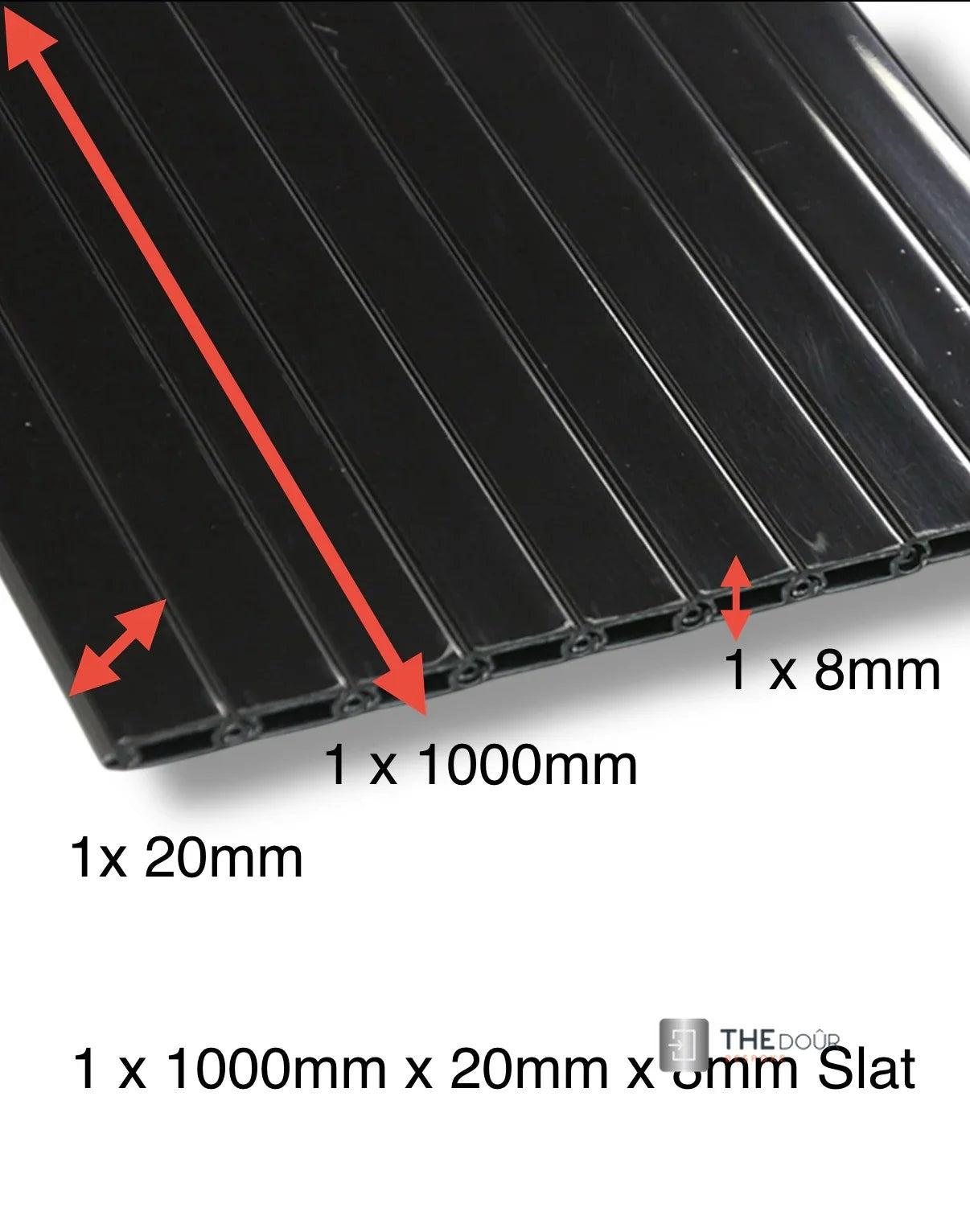 Tambour Door 1 x 1000mm x 20mm x 8mm Slat – High Gloss Black or Silver - TAMdoûr Universal