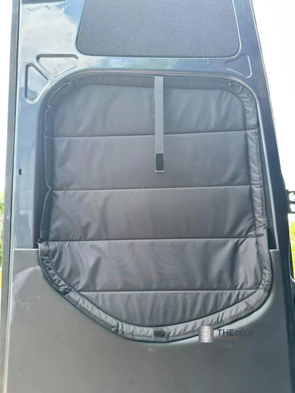 WINdoûr insulated￼ Blackout Covers with Large Net Storage Pocket. Window Covers for Sprinter Rear Doors