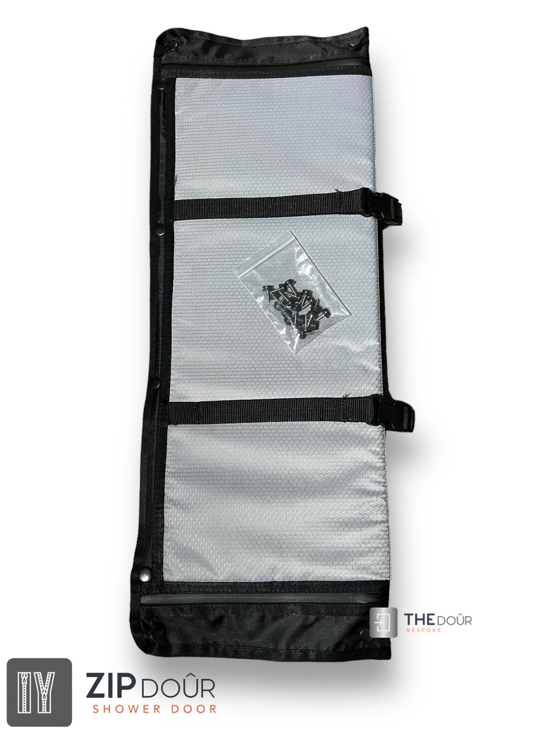 ZIPdoûr Shower Door 4x4 Camper Van / RV - Double Insulated Zip Close in Various Sizes