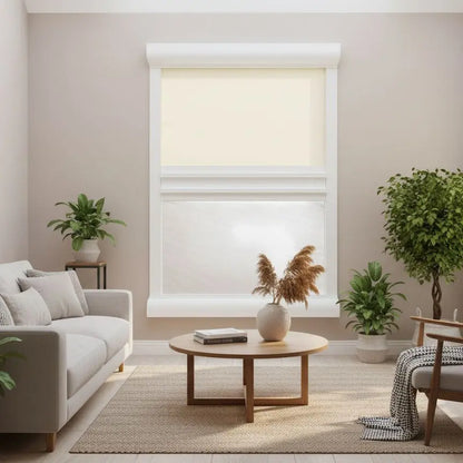 ROLdoûr Slimline Duo - Vertical Blind – Blackout Retractable Fabric & Net, Made to Measure (1000mm–1500mm Wide x 1000mm–1500mm Tall) TAMdour