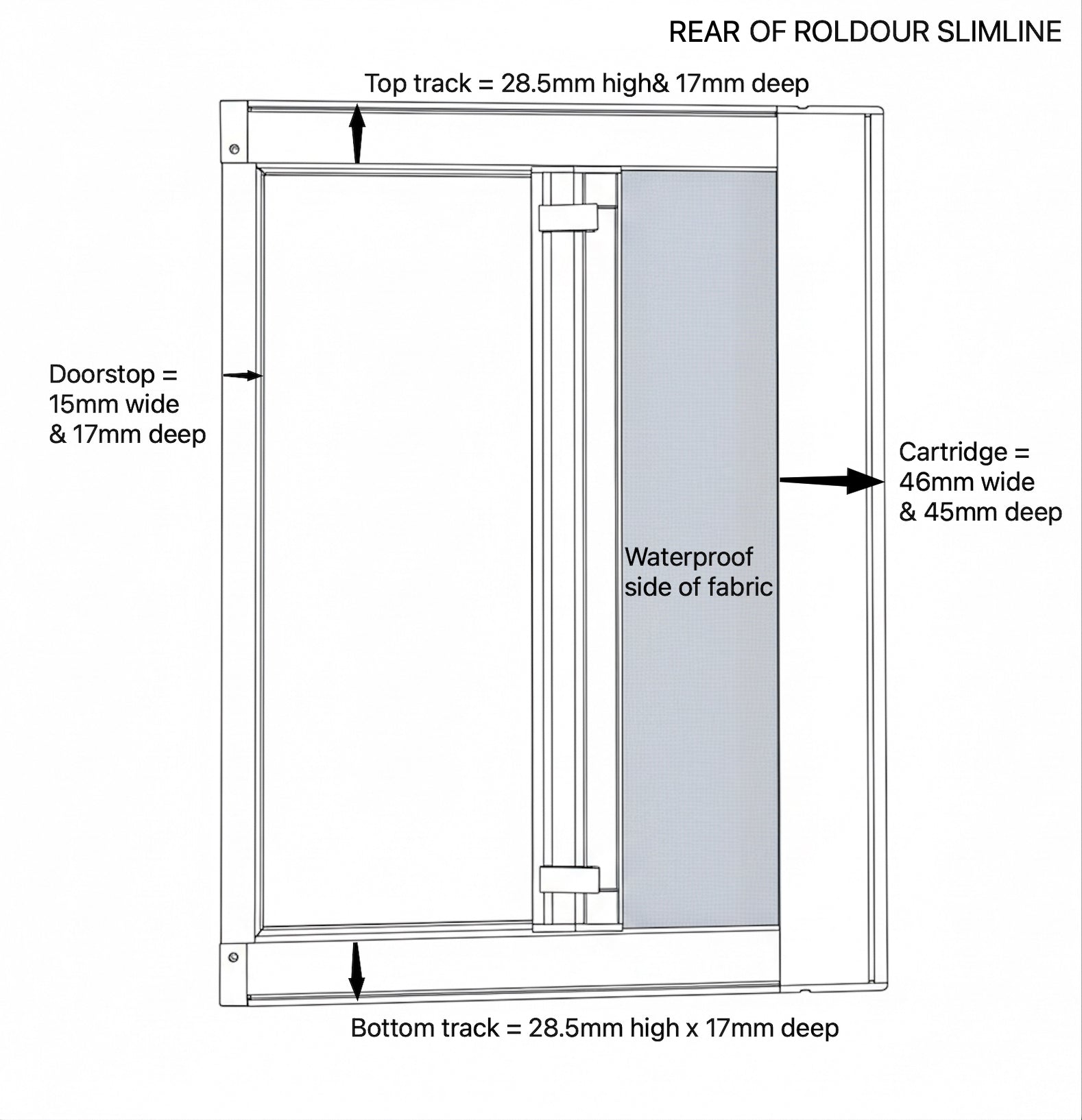 ROLdour Slimline Horizontal 400mm up to 1500mm Tall x 400mm up to 1000mm Wide, Retractable Roller Blackout or Mosquito Net Blinds Custom Made to Measure