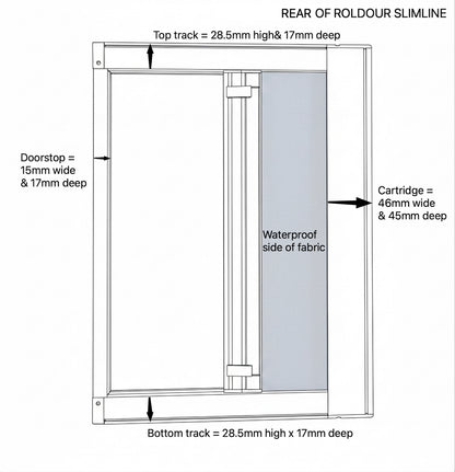 ROLdour Slimline Horizontal 400mm up to 1500mm Tall x 400mm up to 1000mm Wide, Retractable Roller Blackout or Mosquito Net Blinds Custom Made to Measure