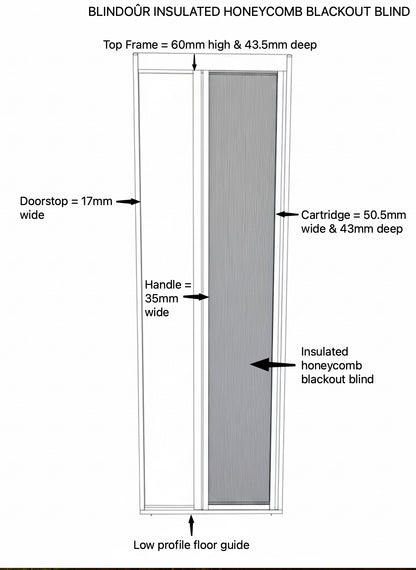 BLINDdoûr Trackless Honeycomb Insulated Blackout Blind Door - up to 2000mm Tall x up to 2000mm Wide