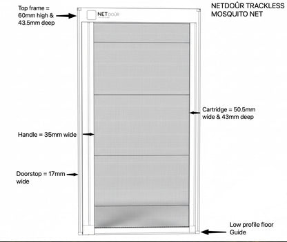 NETdoûr Trackless Net Door Screen - up to 2000mm Tall x up to 2000mm Wide