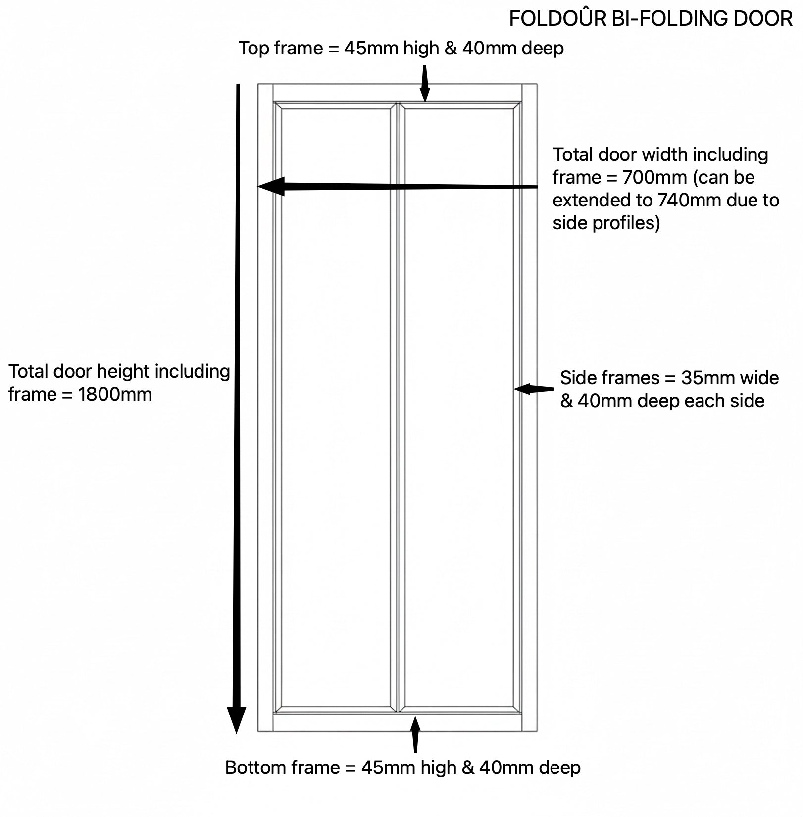 FOLdoûr Bi Fold Accordion Aluminium Frame Frosted Acrylic Shower Screen Door Designed for a Campervan