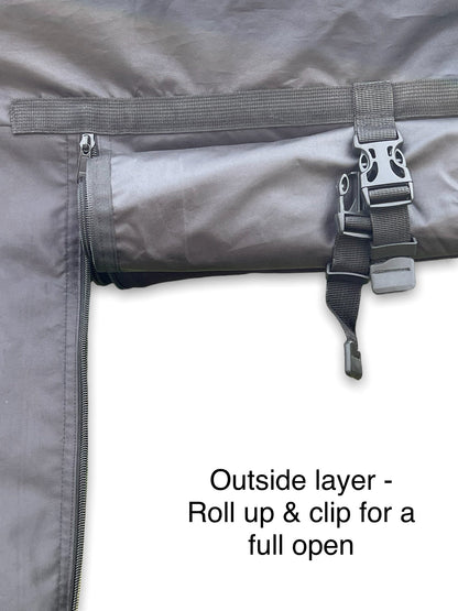 A GRADE / RETURN AS NEW) SWB VANdoûr Universal Campervan 4 in 1 Mosquito + Fly Net + Waterproof / Privacy Layer, to fit either side or rear.