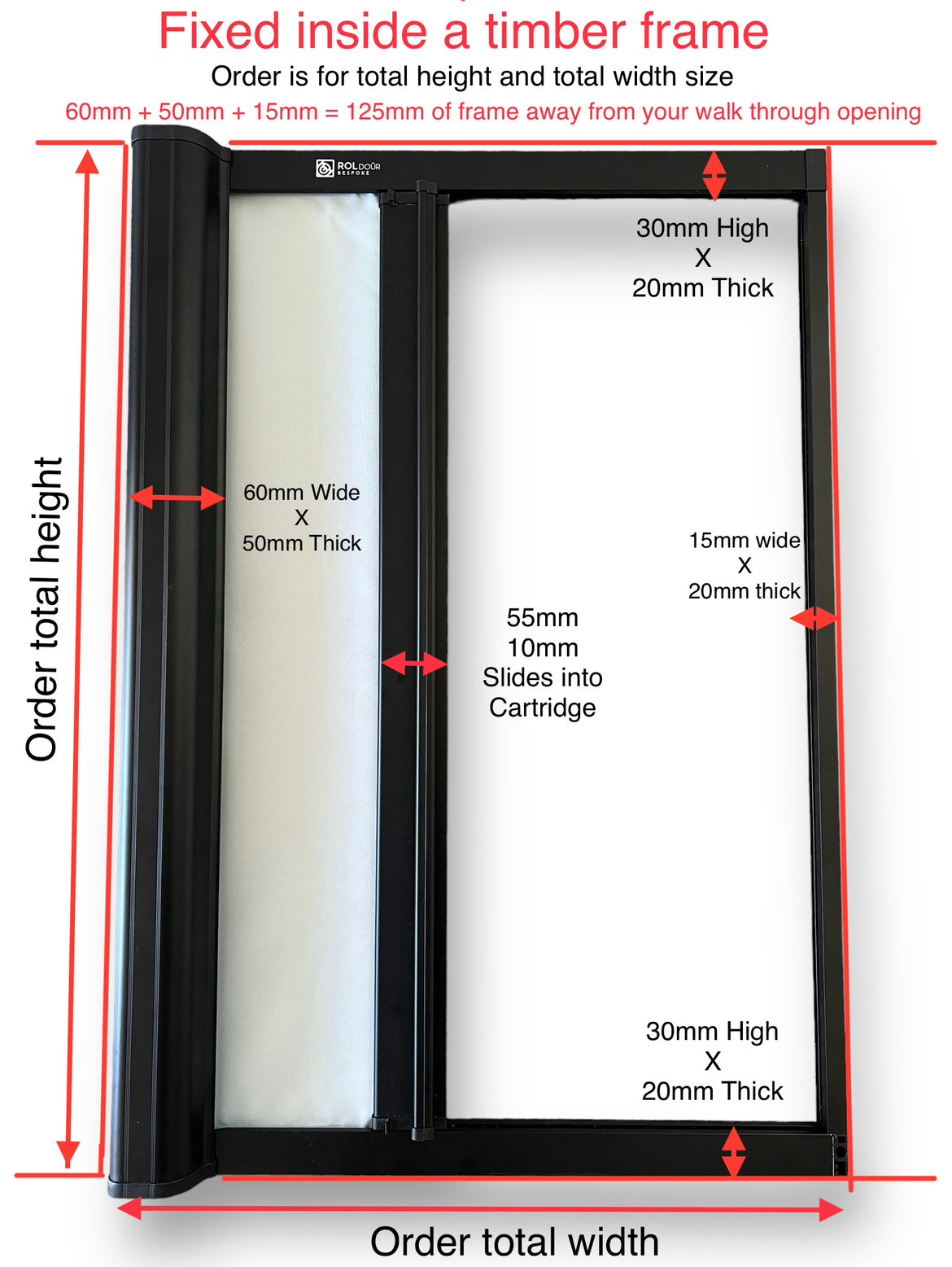 Vertical Slide ROLdour Dark Grey Retractable door kit Tambour Alternative