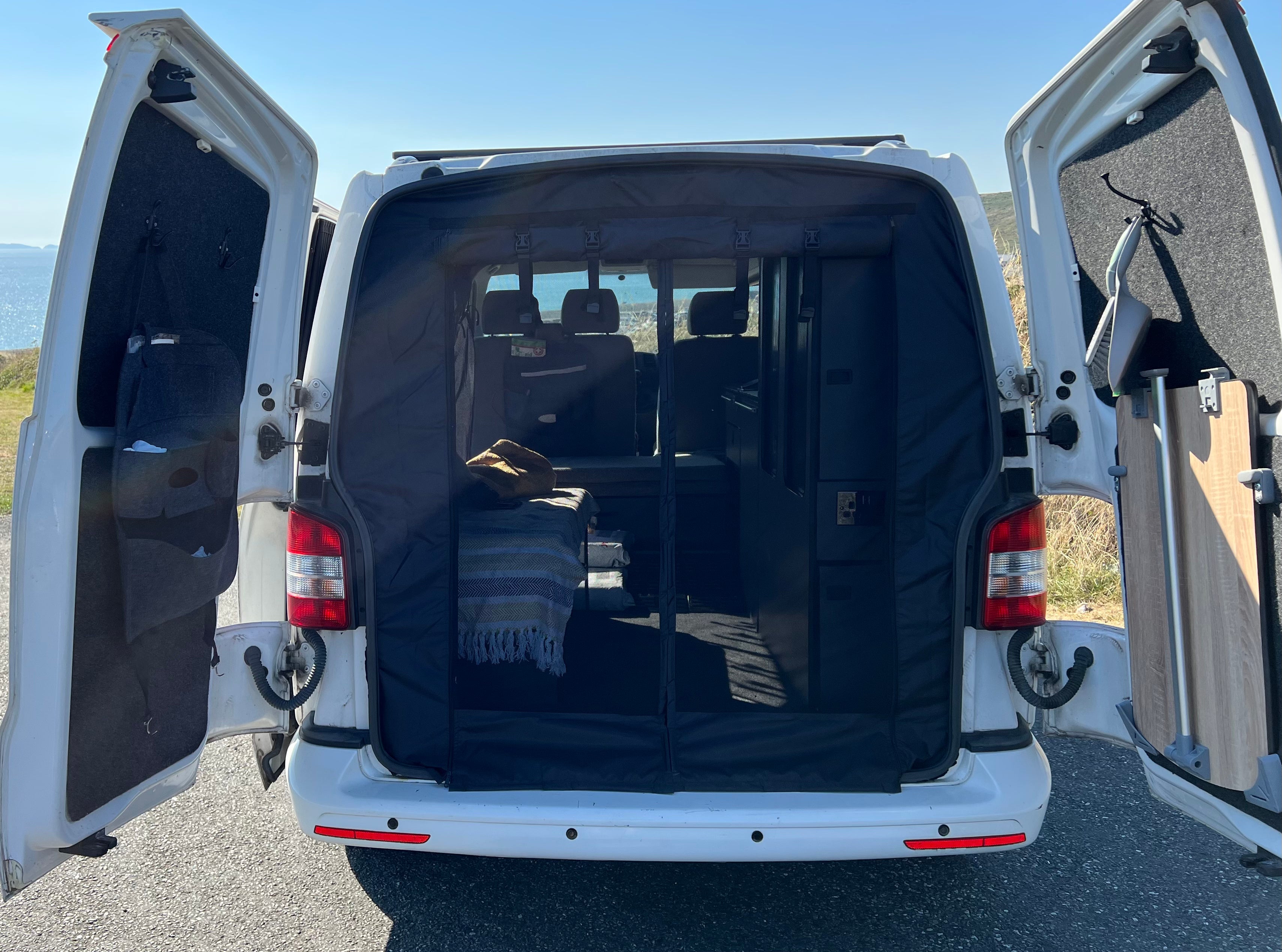 A GRADE / RETURN AS NEW) SWB VANdoûr Universal Campervan 4 in 1 Mosquito + Fly Net + Waterproof / Privacy Layer, to fit either side or rear.