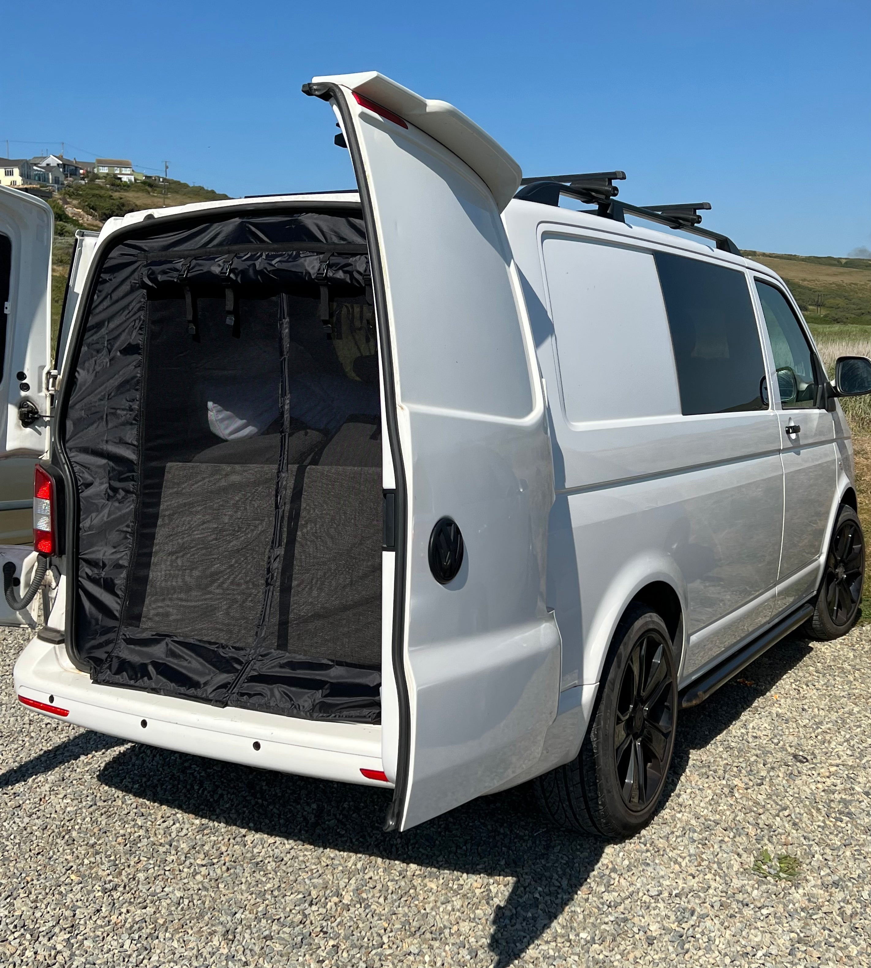 A GRADE / RETURN AS NEW) SWB VANdoûr Universal Campervan 4 in 1 Mosquito + Fly Net + Waterproof / Privacy Layer, to fit either side or rear.