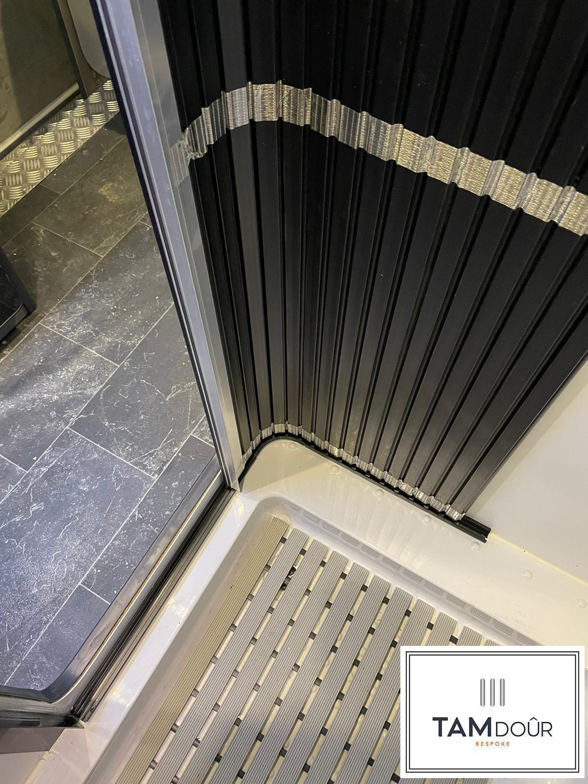 Tambour Silver Door kit - Black handle 1500mm to 2000mm tall options-TAMdour-Black door,door,medium size door,shower,shower door,silver door,silver door black door,Tambour door,Tambour shower door