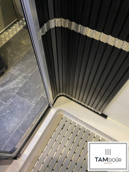 Tambour Silver Door kit - Black handle 1500mm to 2000mm tall options-TAMdour-Black door,door,medium size door,shower,shower door,silver door,silver door black door,Tambour door,Tambour shower door
