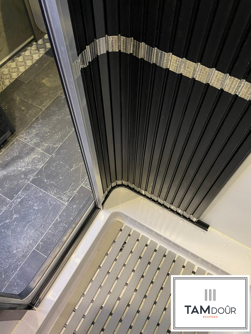 Load image into Gallery viewer, Tambour Door Black Door kit - Black handle 1500mm up to 2000mm tall options
