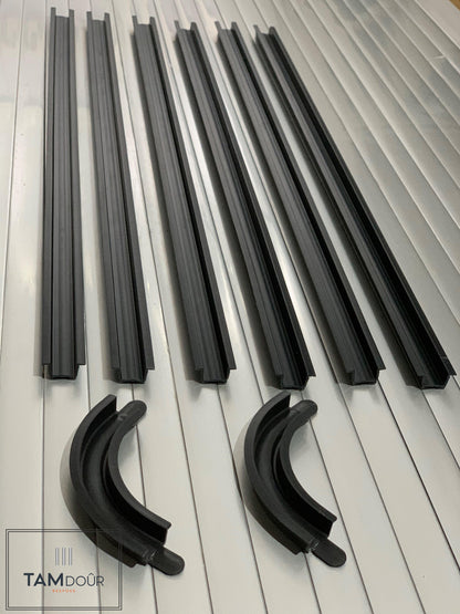 Tambour Silver Door kit - Sliver handle 1500mm to 2000mm tall options