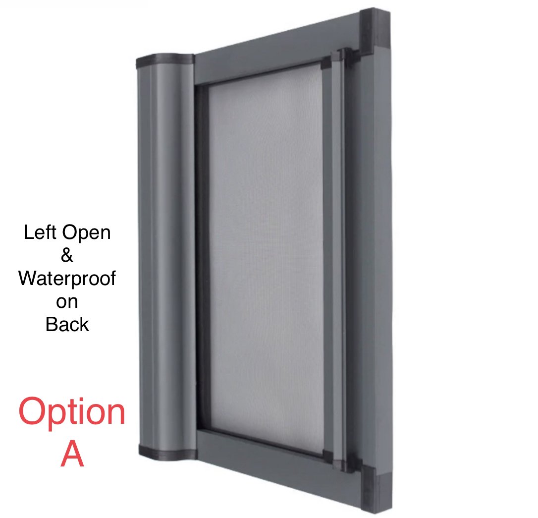 ROLdour Duo Screen Retractable door kit - White Oak frame 1000mm up to 2000mm tall options-TAMdour-Dark grey,door,Drak grey,duo screen,retractable dark grey door,ROLdour,shower,shower door