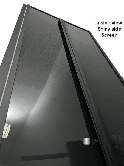 FOLdoûr Bi Fold Accordion Aluminium Frame Frosted Acrylic Shower Screen Door Designed for a Campervan