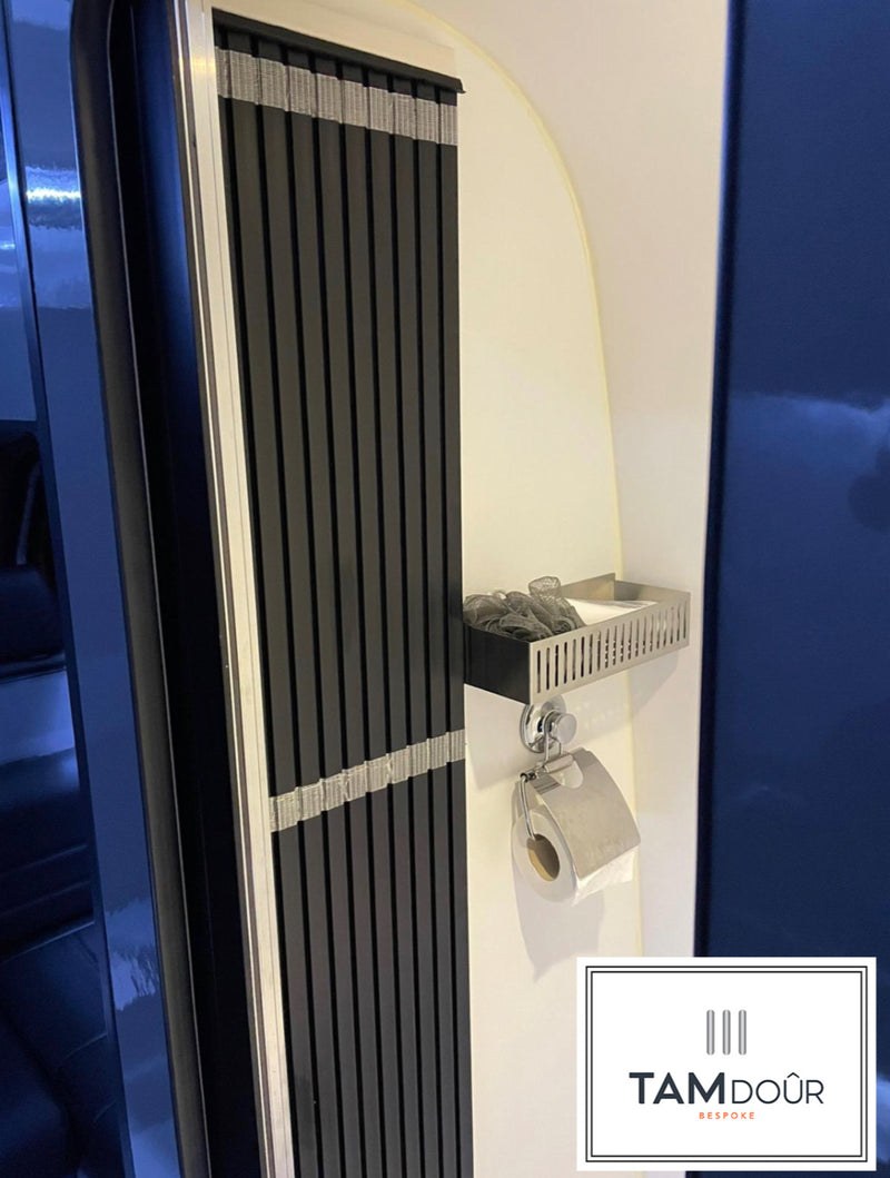 Load image into Gallery viewer, Tambour Door White Door kit - White handle 1500mm to 2000mm tall options-TAMdour-Black door,door,shower,shower door,Tambour door,Tambour shower door,White door,white door with sliver handle
