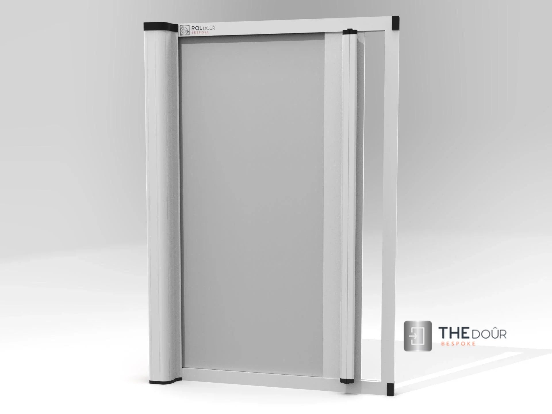 ROLdour Duschtür-Set, glänzend weiß, einziehbar, wasserdicht, für Wohnmobile und Wohnmobile, Tambour-Alternative 