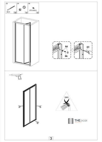 White FOLdoûr Bi Fold Accordion Aluminium Frame Frosted White Acrylic Shower Screen Door Designed for a Campervan