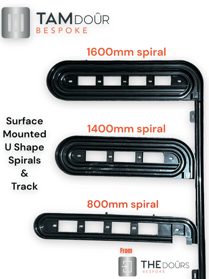 Tambour Silver Door kit - BLACK HANDLE 1500mm to 2000mm tall options