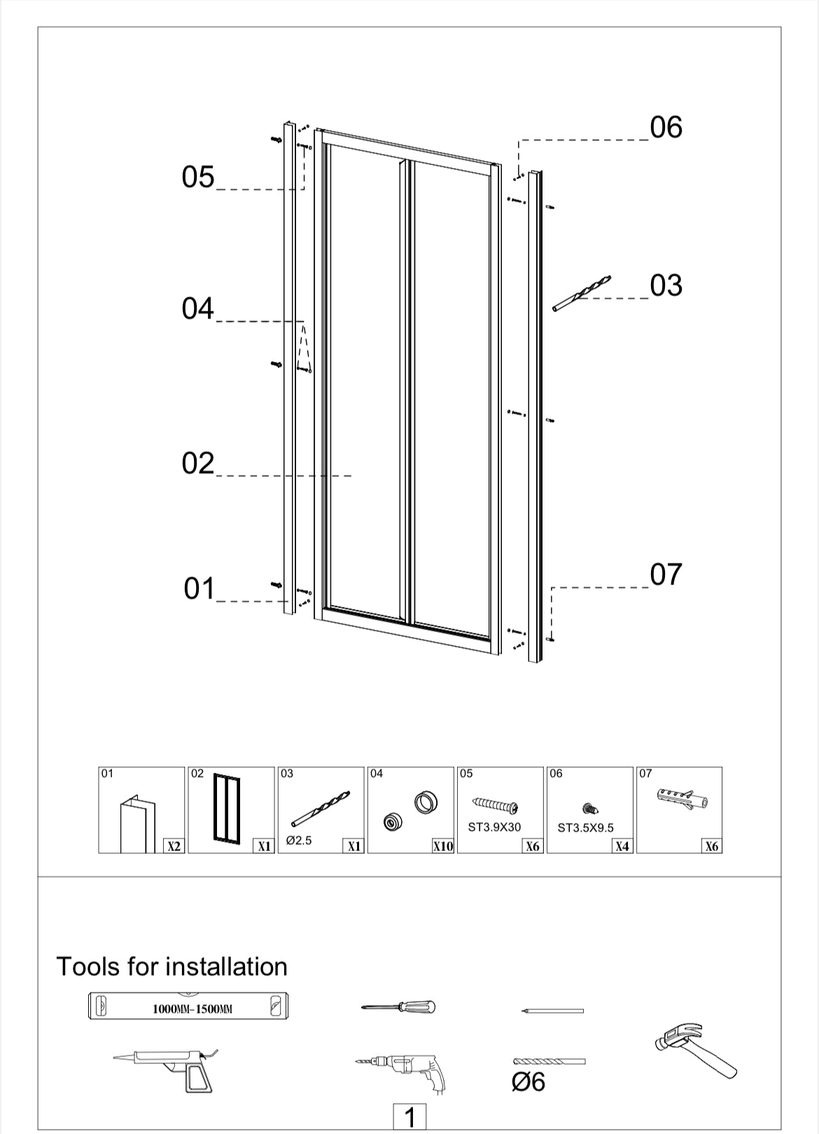 White FOLdoûr Bi Fold Accordion Aluminium Frame Frosted White Acrylic Shower Screen Door Designed for a Campervan