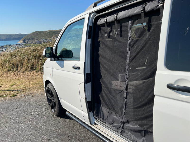 Load image into Gallery viewer, VANdoûr Universal Medium &amp; Large Size Campervan 4 in 1 Mosquito / Fly Net + Waterproof / Privacy Layer, to fit either side or rear.
