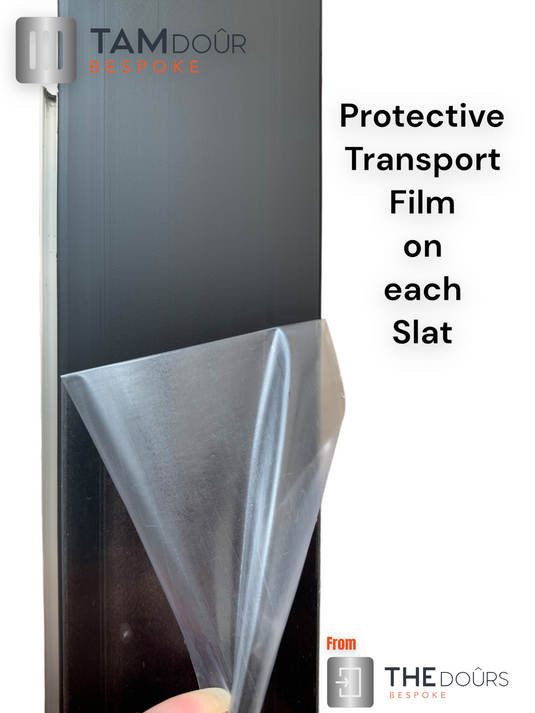 Tambour Door Black Door kit - WHITE HANDLE size 1500mm up to 2000mm tall options