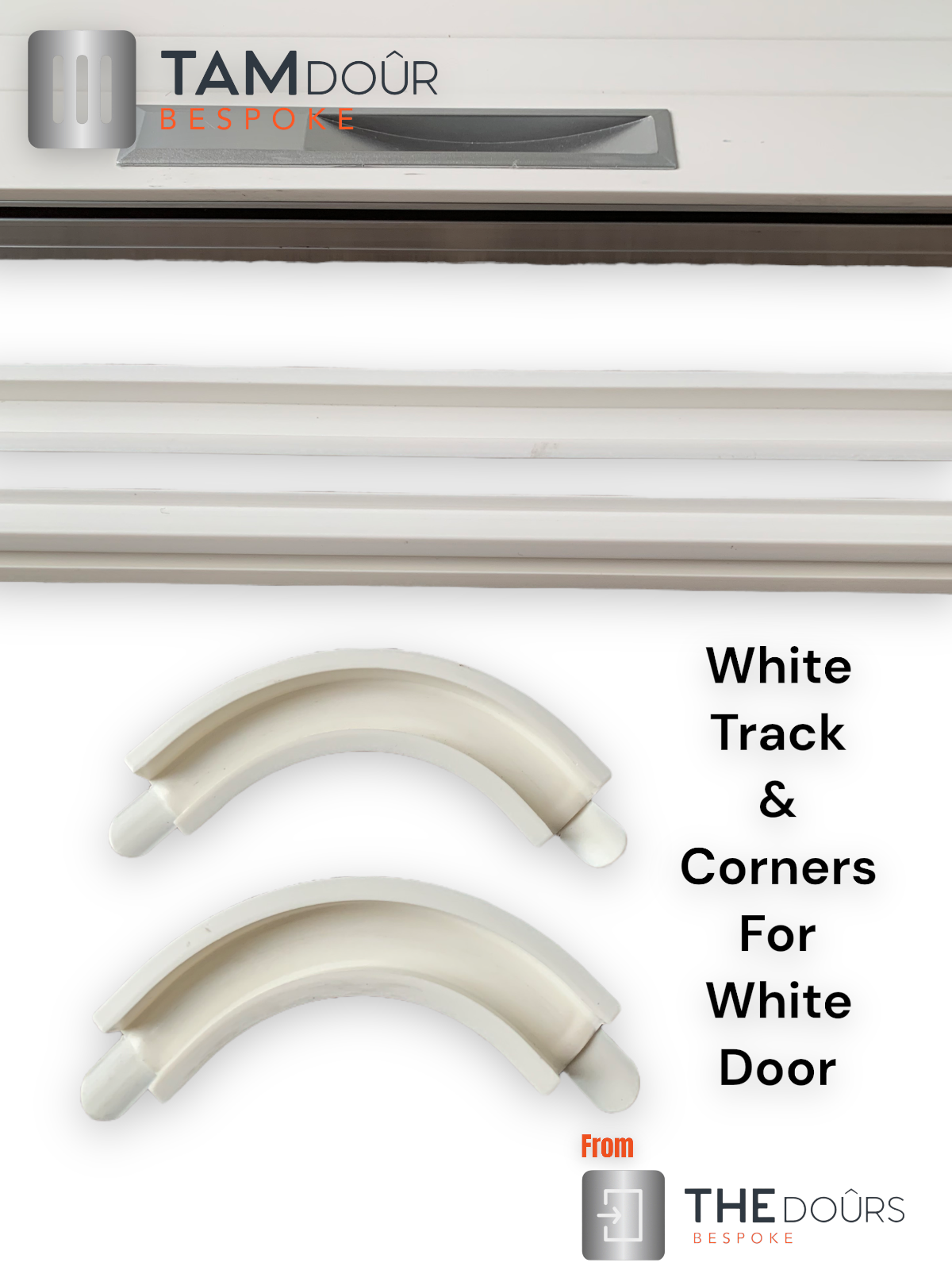 Tambour White Door kit - SLIVER HANDLE 1500mm to 2000mm tall