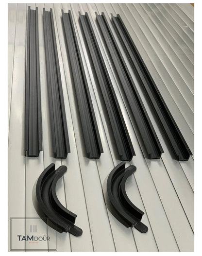 Tambour Silver Door kit - BLACK HANDLE 1500mm to 2000mm tall options