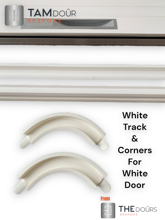 Tambour White door Kits - SILVER HANDLE from 1000mm  up to 1400mm tall