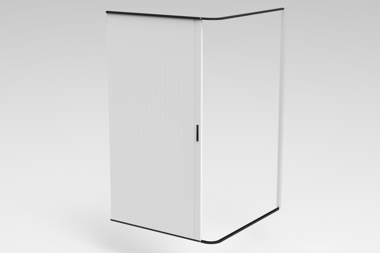 Tambour White Door kit - BLACK HANDLE 1500mm to 2000mm tall