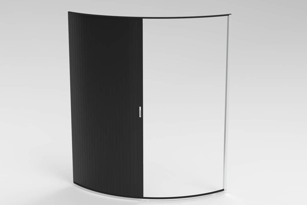 Tambour Black Door kit -WHITE HANDLE 1000mm to 1400mm tall