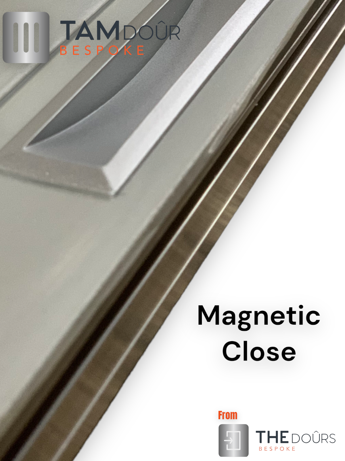 Kit de puerta Tambour Silver - MANGO NEGRO 1500 mm a 2000 mm de altura