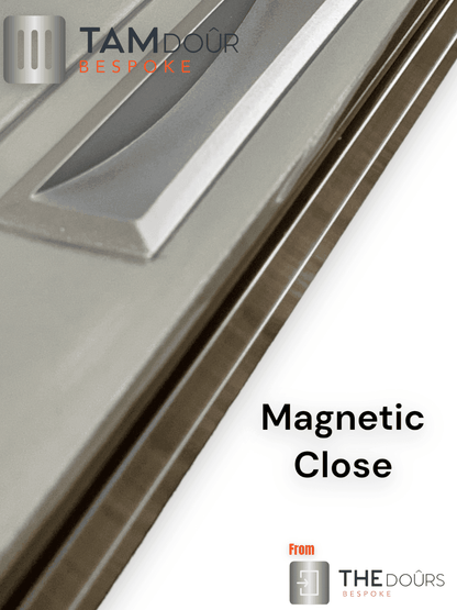 Tambour Silver Door kit - BLACK HANDLE 1500mm to 2000mm tall options