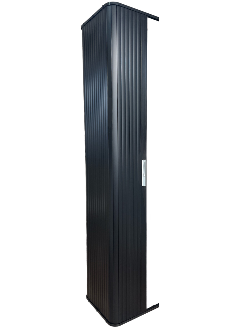 Load image into Gallery viewer, Horizontal Slide Tambour Door Black kit - 1000mm up to 1600mm tall Spiral track-TAMdour-Black door,Black door black handle,door,horizontal slide,kitchen door,shower,shower door,Tambour door,Tambour shower door

