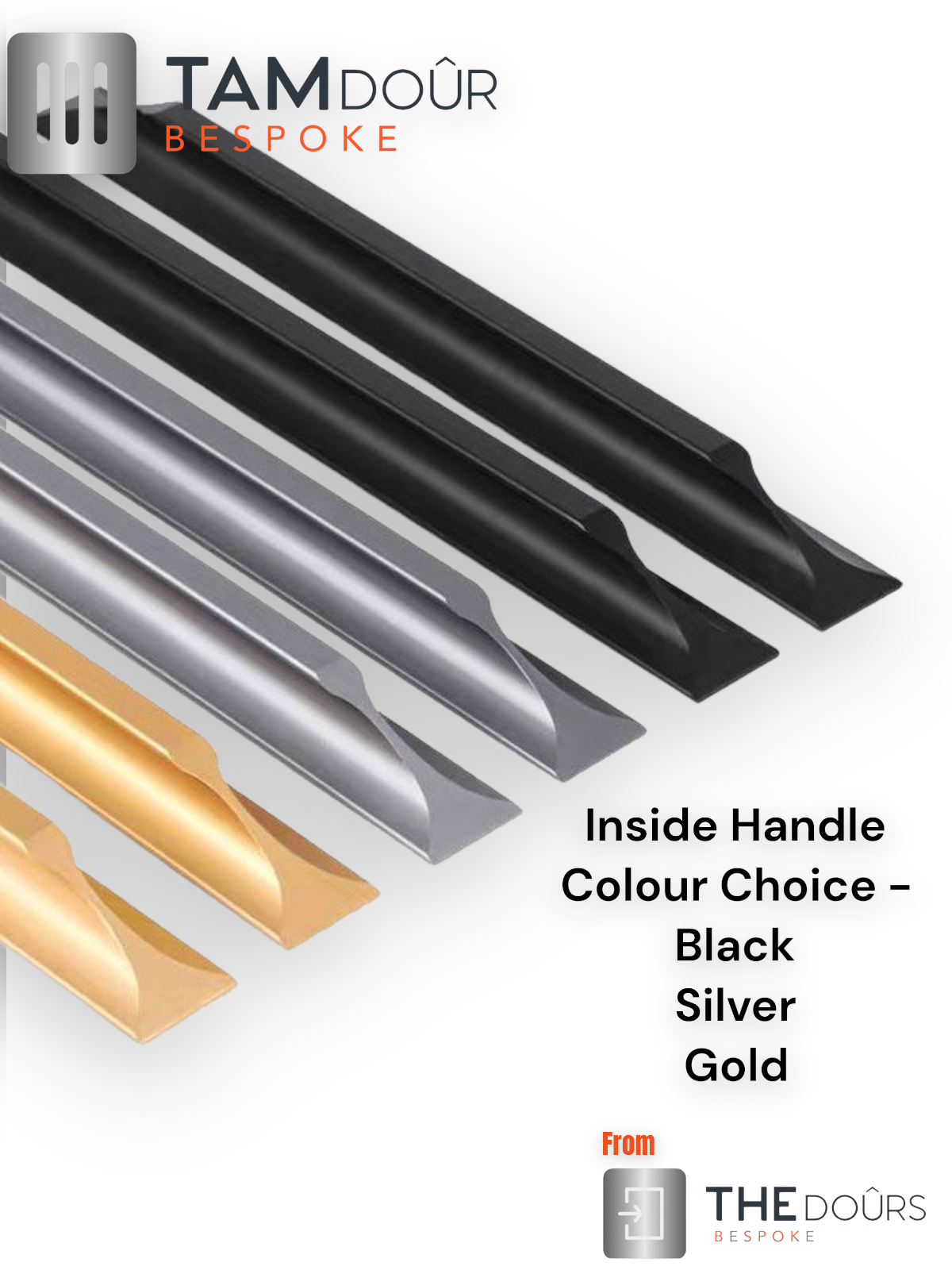 Tambour Silver Door kit - BLACK HANDLE 1500mm to 2000mm tall
