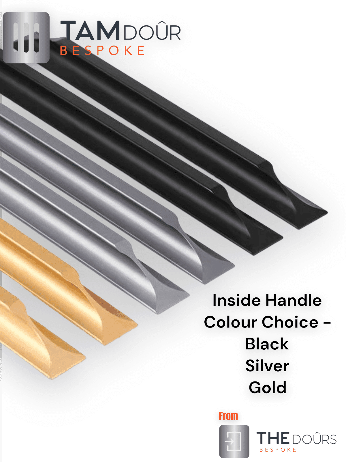 Tambour Silver Door kit - BLACK HANDLE 1500mm to 2000mm tall options