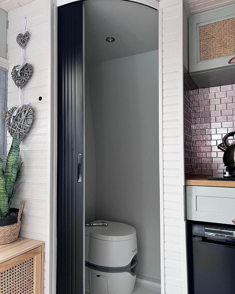 Load image into Gallery viewer, Tambour Door Black Door kit - WHITE HANDLE size 1500mm up to 2000mm tall options
