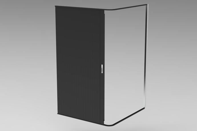 Tambour Door Black Door kit - WHITE HANDLE size 1500mm up to 2000mm tall options