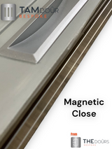 Tambour-Türset in Silber – weißer Griff, Höhe 1500 mm bis 2000 mm