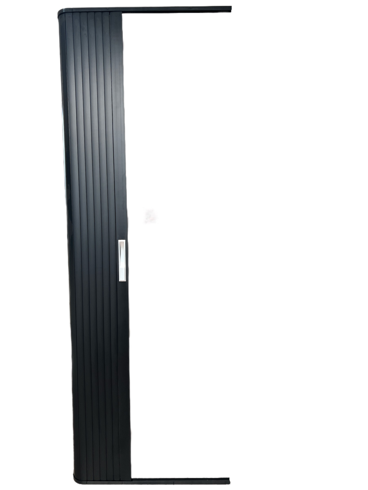 Horizontal Slide Tambour Door Black kit - 1000mm up to 1600mm tall Spiral track-TAMdour-Black door,Black door black handle,door,horizontal slide,kitchen door,shower,shower door,Tambour door,Tambour shower door