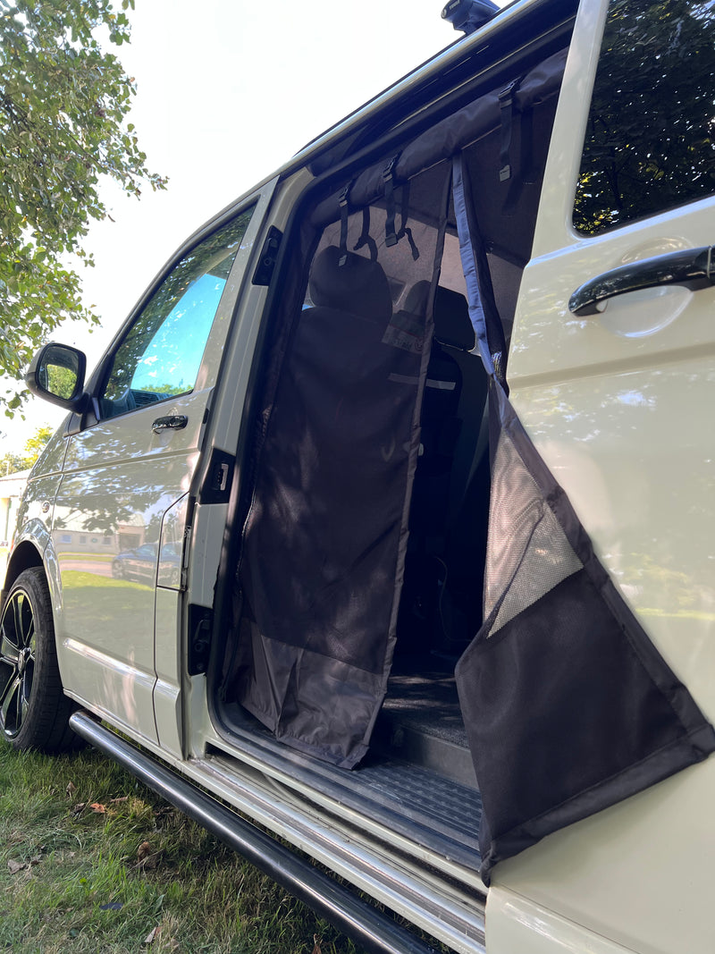 Load image into Gallery viewer, VANdoûr Universal Medium &amp; Large Size Campervan 4 in 1 Mosquito / Fly Net + Waterproof / Privacy Layer, to fit either side or rear.
