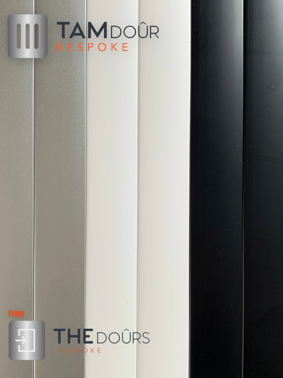 Tambour White Door Kit - SILVER HANDLE 1000mm to 1400mm tall
