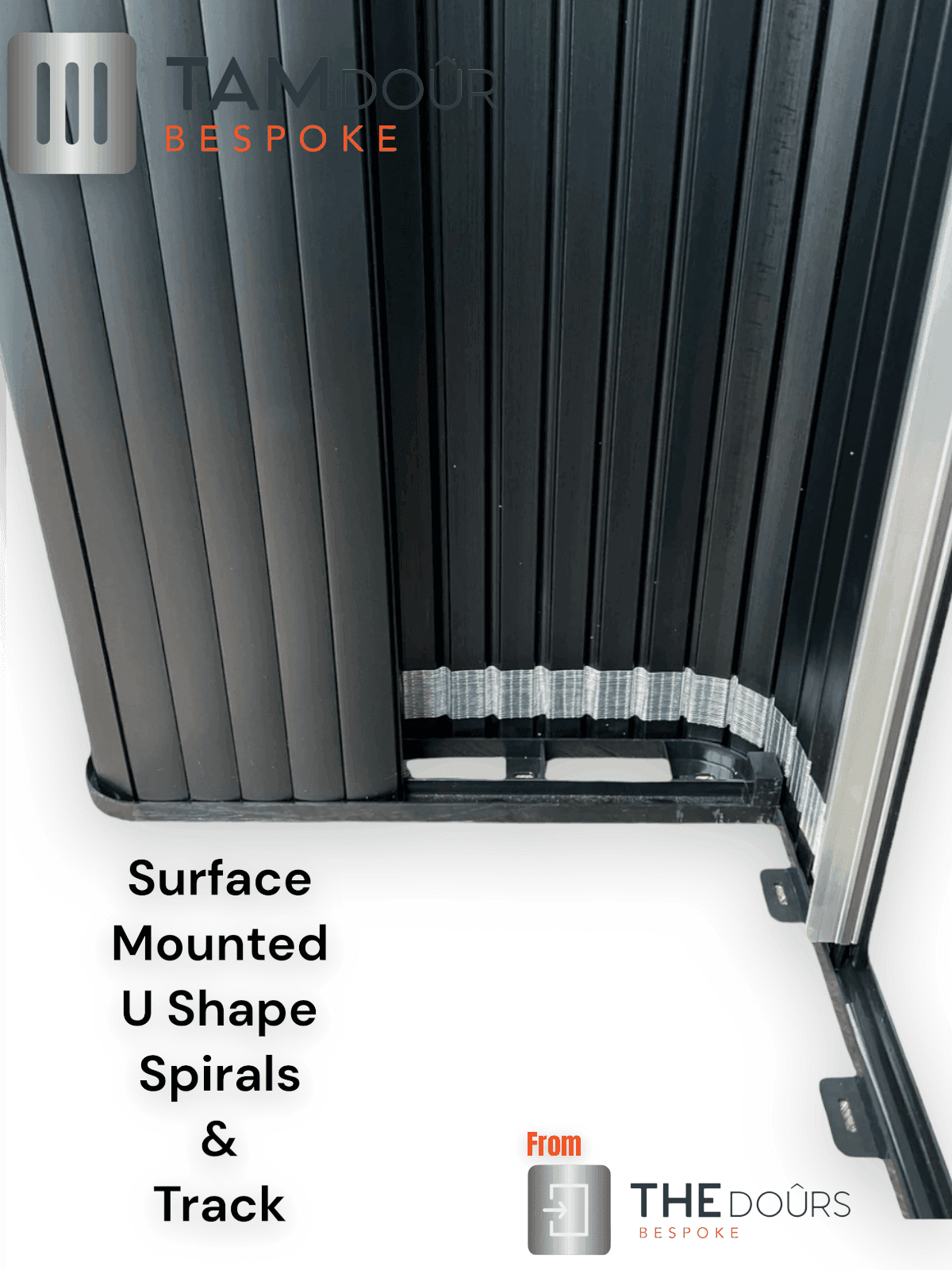 Tambour Silver Door kit - BLACK HANDLE 1500mm to 2000mm tall options
