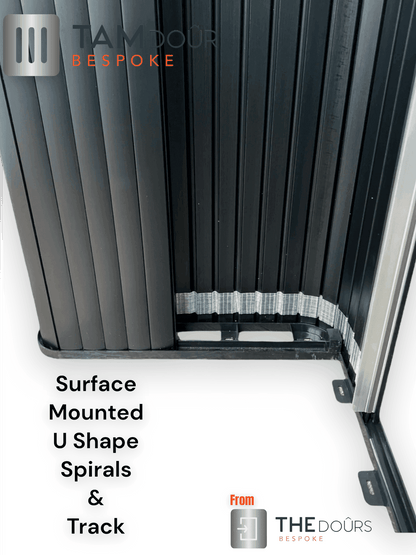 Tambour Silver Door kit - BLACK HANDLE 1500mm to 2000mm tall options
